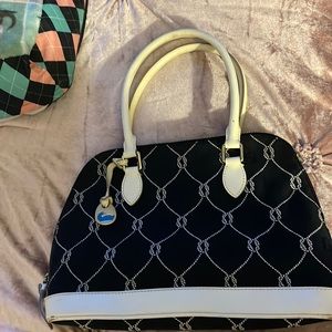 Dooney and bourke black purse white trim